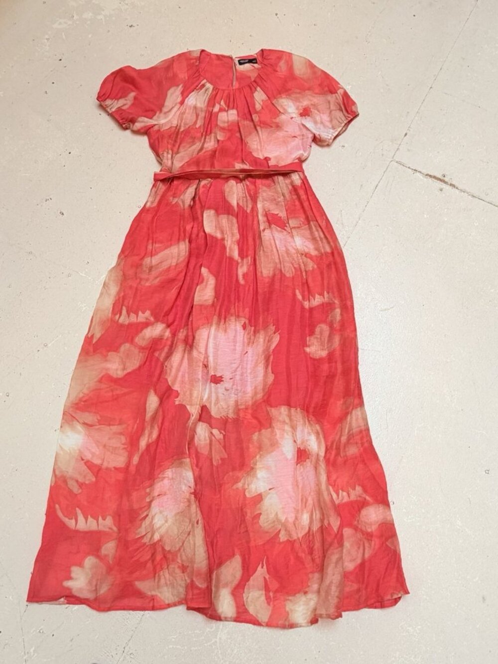 Simply Vera Wang Maxi Dress Pink Red Chiffon Hippy Hostess Party‎ Dress Size Sm